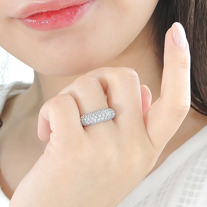 シャンパンカラー ダイヤモンド　Pt900　リング　☆新品同様磨き☆　パヴェ pt900 / 18K マルチカラーダイヤモンド 1.10ct. パヴェ リング