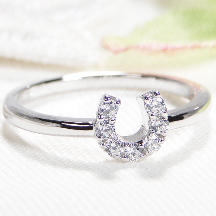 Pt900 馬蹄 ダイヤモンド ピンキーリング【0.10ct】 CSR0328-PT