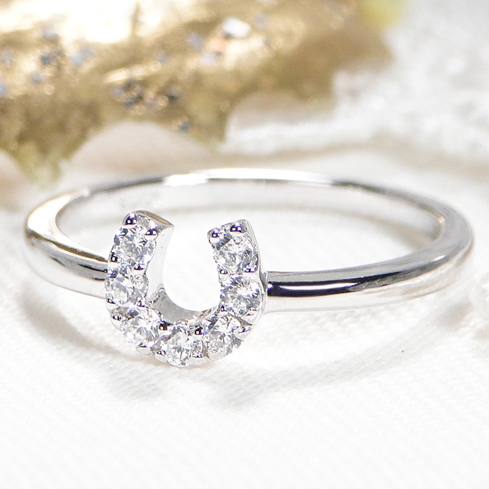 Pt900 馬蹄 ダイヤモンド ピンキーリング【0.10ct】 CSR0328-PT