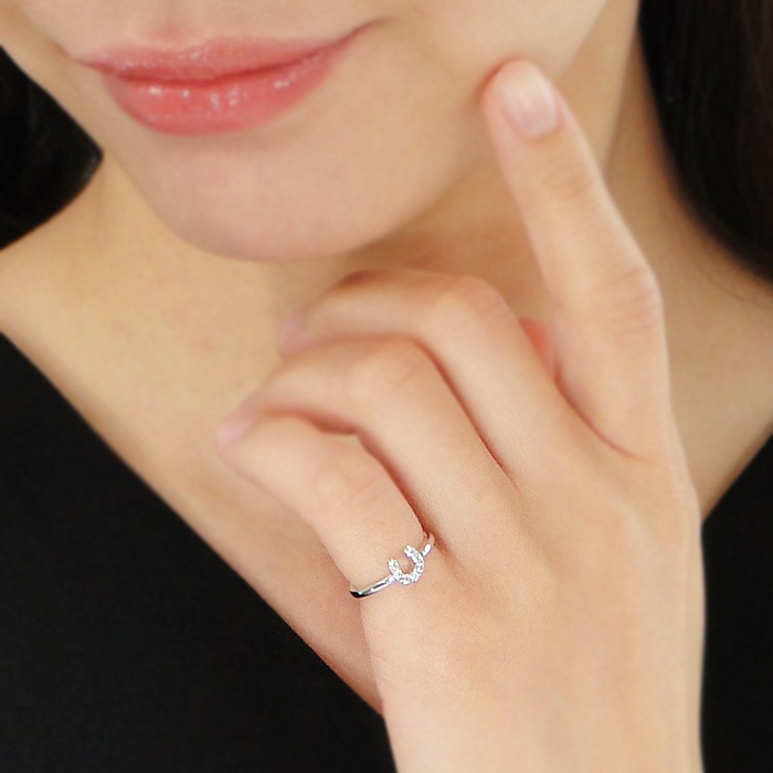 Pt900 馬蹄 ダイヤモンド ピンキーリング【0.10ct】 CSR0328-PT