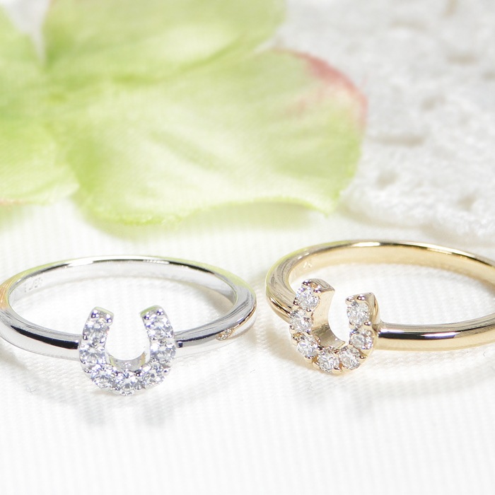 Pt900 馬蹄 ダイヤモンド ピンキーリング【0.10ct】 CSR0328-PT