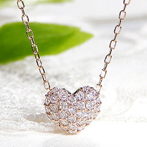 K18PG ハートパヴェネックレス