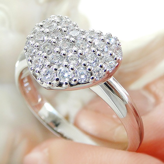 Pt950【0.50ct】ダイヤモンド ハート パヴェ リング