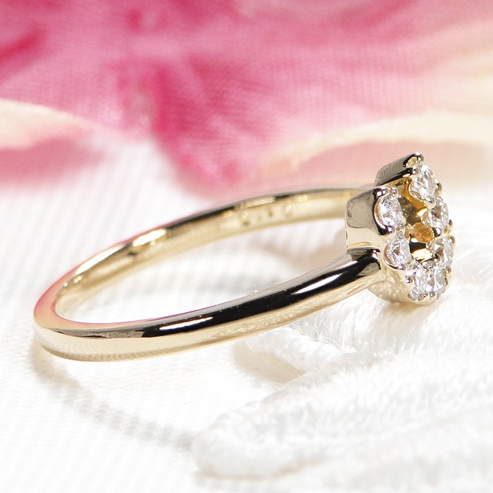 K18YG 馬蹄 ダイヤモンド ピンキーリング【0.10ct】 CSR0328-18Y