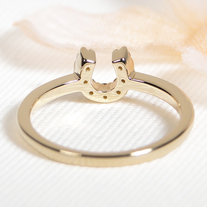 K18YG 馬蹄 ダイヤモンド ピンキーリング【0.10ct】 CSR0328-18Y