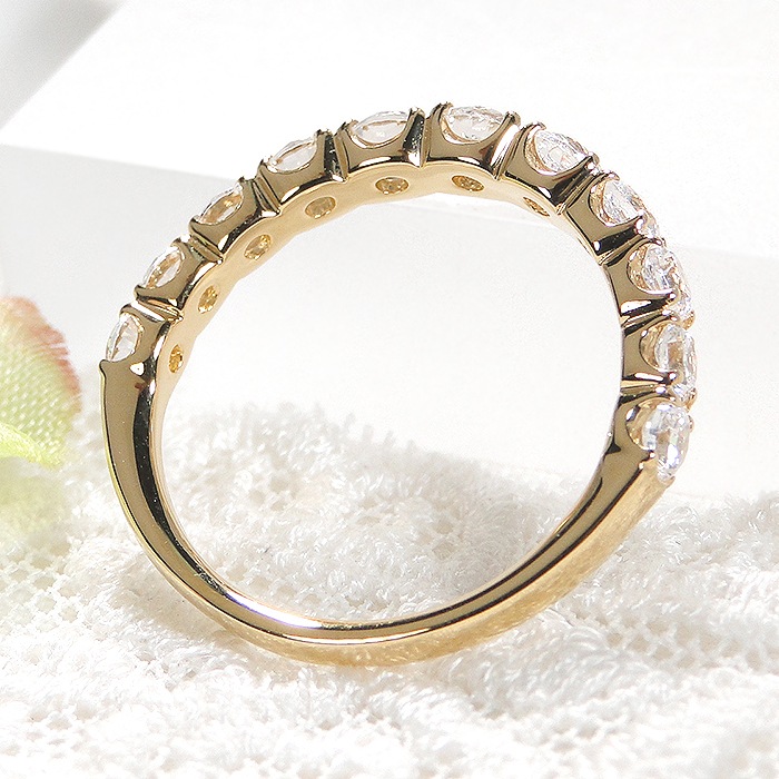 K18YG グラデーションダイヤモンドハーフエタニティリング