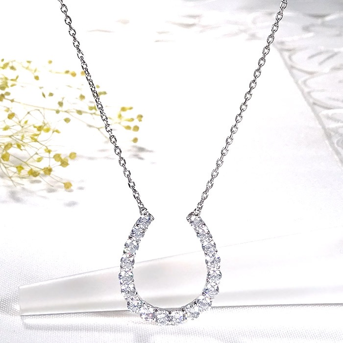 Pt900【1.0ct】 ダイヤモンド 馬蹄モチーフ ペンダント　CSN00251