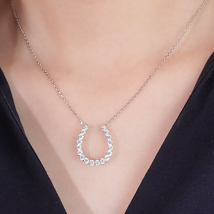 Pt900【1.0ct】 ダイヤモンド 馬蹄モチーフ ペンダント　CSN00251