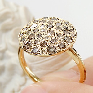 K18YG ブラウンダイヤモンドパヴェリング