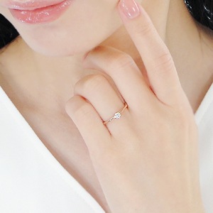ハート＆キューピッド 一粒 ダイヤモンドリング K18PG【0.1ct】csr0322-18p