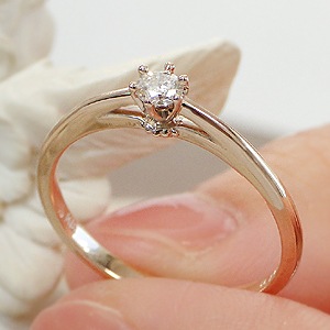 ハート＆キューピッド 一粒 ダイヤモンドリング K18PG【0.1ct】csr0322-18p