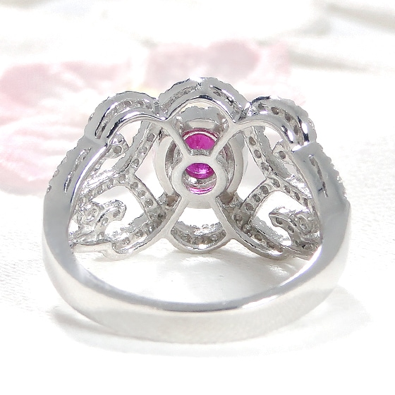 Pt950 ルビー ダイヤモンド デザイン リング　