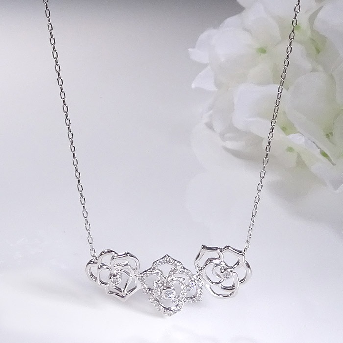 Pt900【0.30ct】 ダイヤモンド 薔薇モチーフ ペンダント