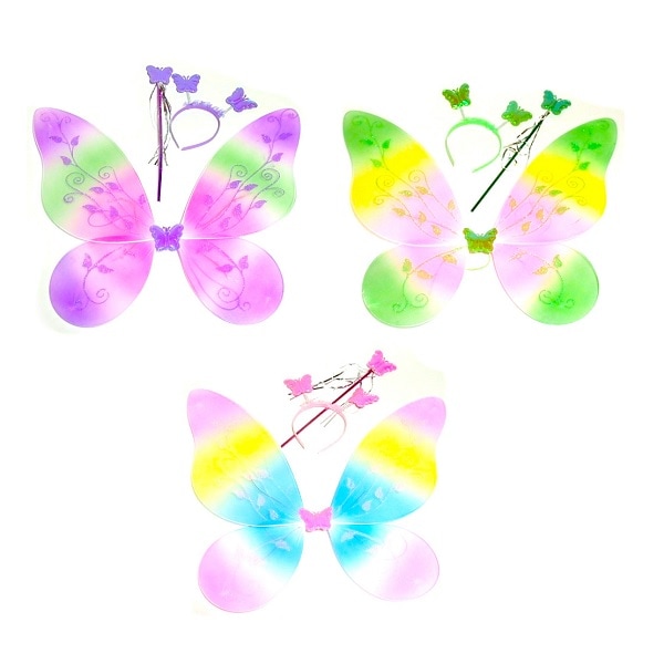 光るレインボー蝶々の羽根セット 12個セット