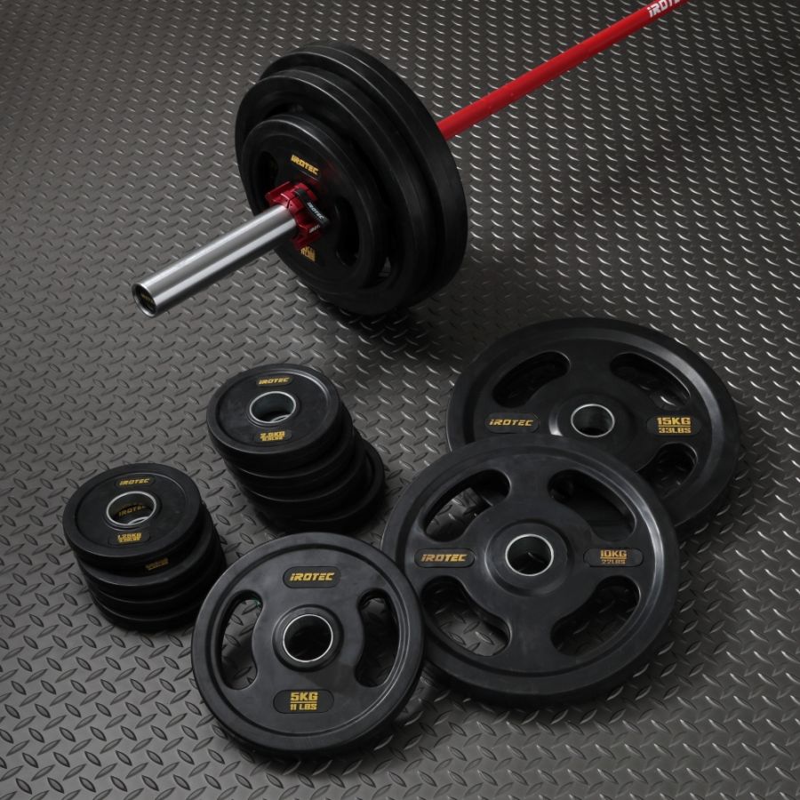 IROTEC（アイロテック）レッドオリンピックラバーバーベル95KG