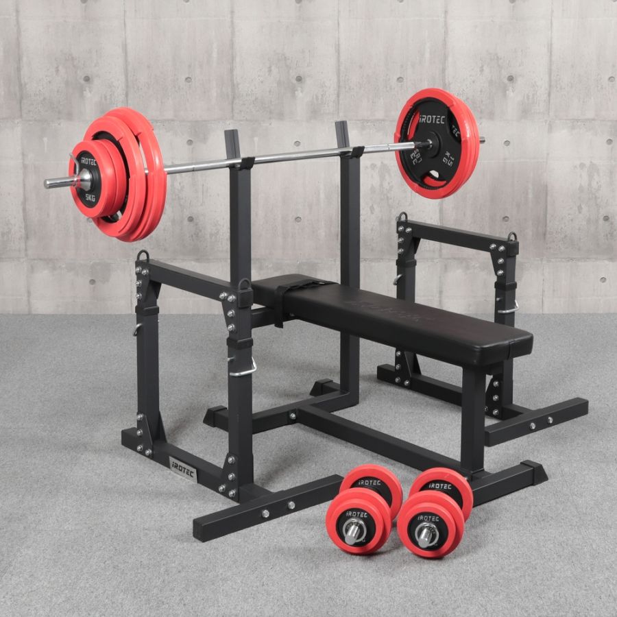 ストレングスセットブラック100K プレスベンチ + ラバーバーベル