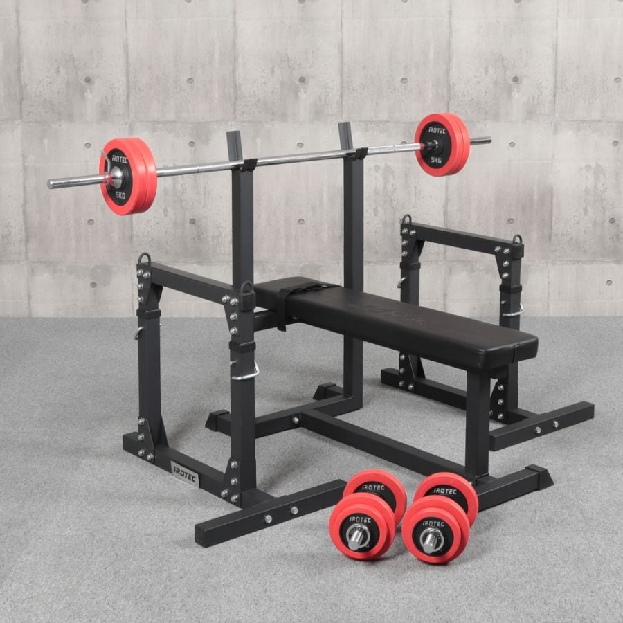 ストレングスセットブラックR50 プレスベンチ + ラバーバーベル