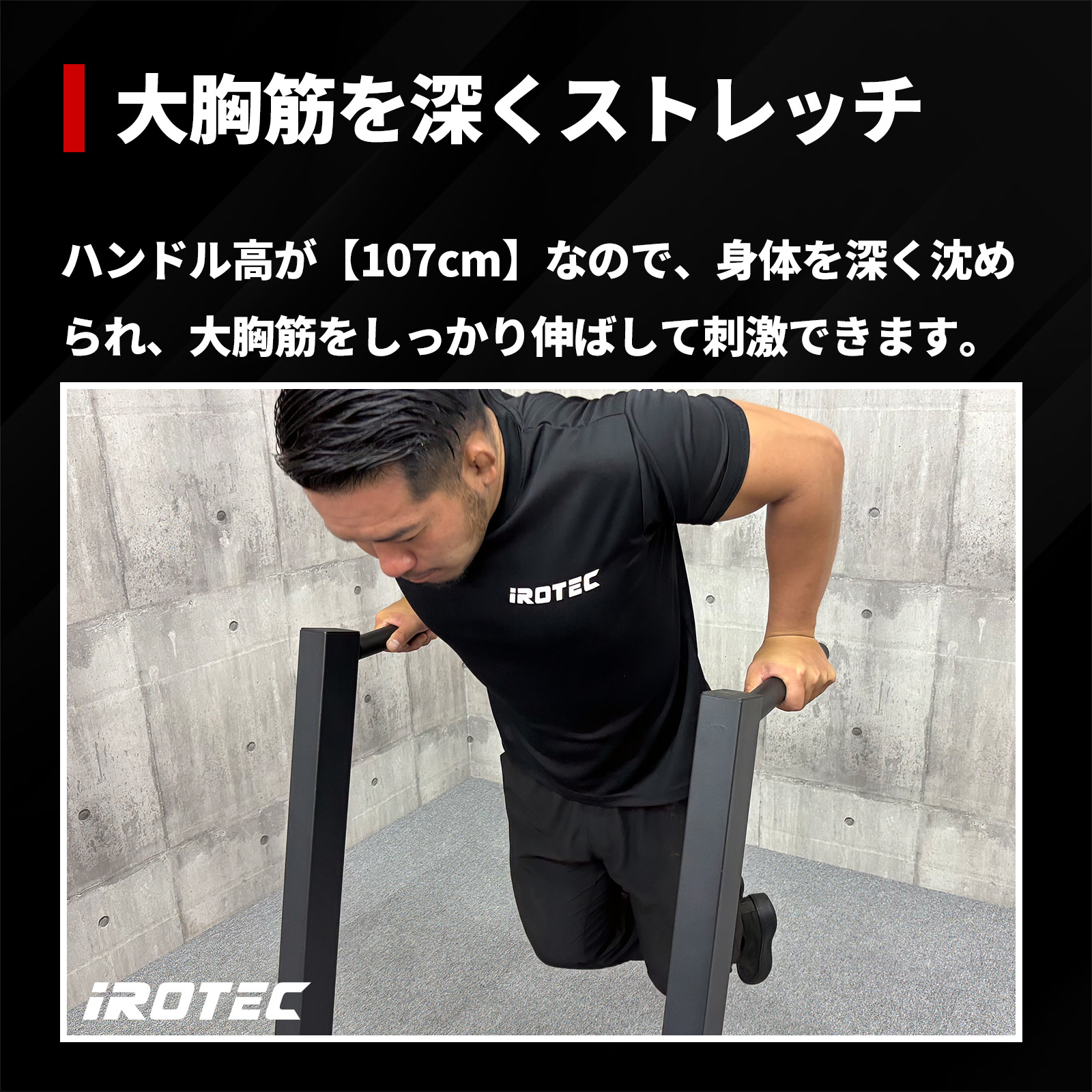 【吊り輪トレーニング】【自重トレーニングのマストアイテム】NEWディップ&ハンギングスタンド/IROTEC（アイロテック）-2