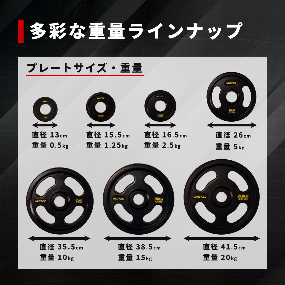 オールラバー仕様 オリンピック プレート5KG【1枚】【穴径51mm】 /IROTEC（アイロテック）-3