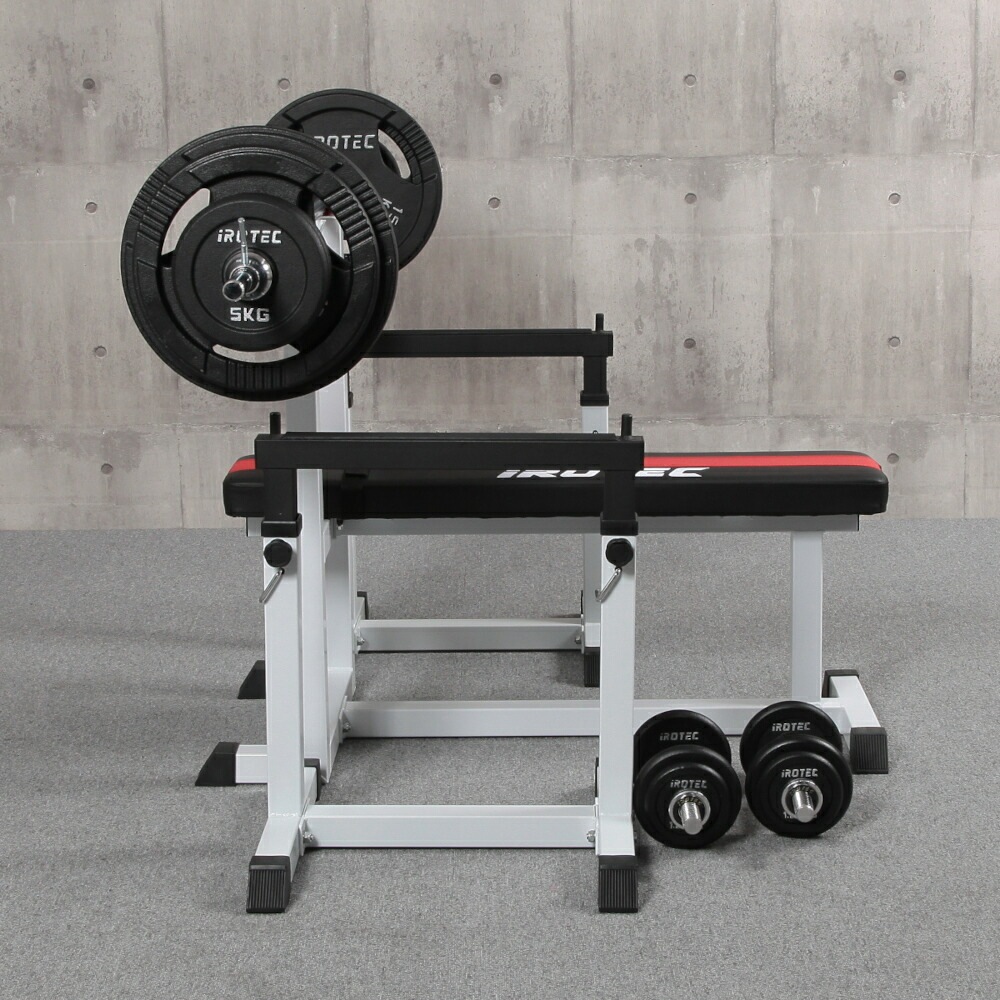 ストレングスセット100K[プレスベンチ+アイアンバーベルダンベル100KGセット] / IROTEC（アイロテック）-1