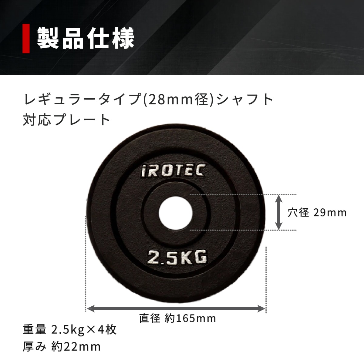 [送料込み] アイロテック iROTEC プレート10kg×2 径28mm ラバー プレート 10kg(2枚) IROTEC (アイロテック)