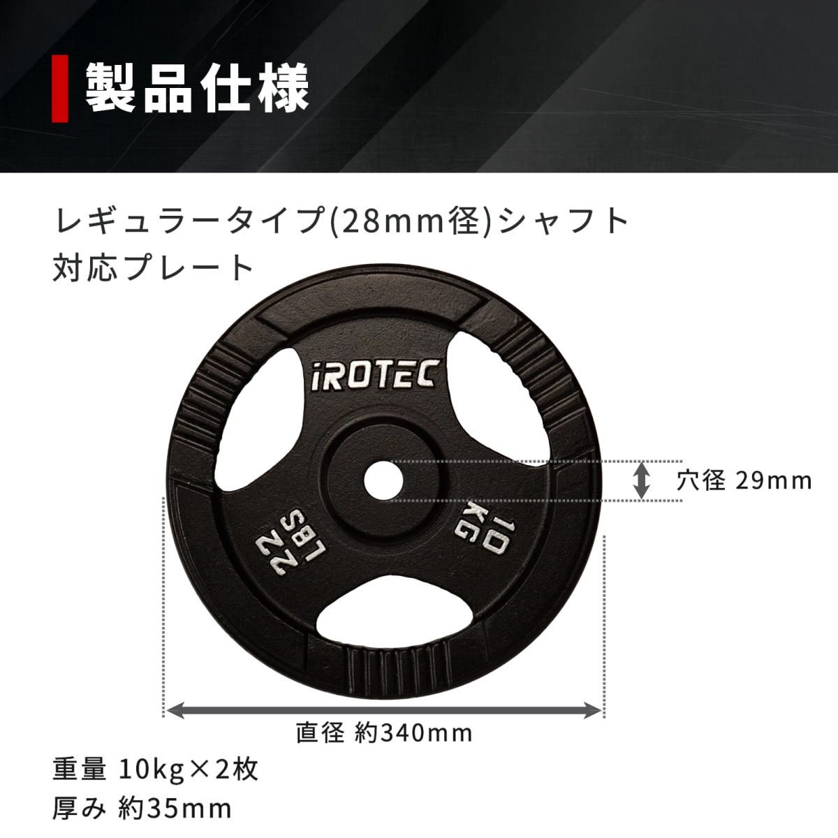 アイアンプレート10kg(2枚) IROTEC (アイロテック)