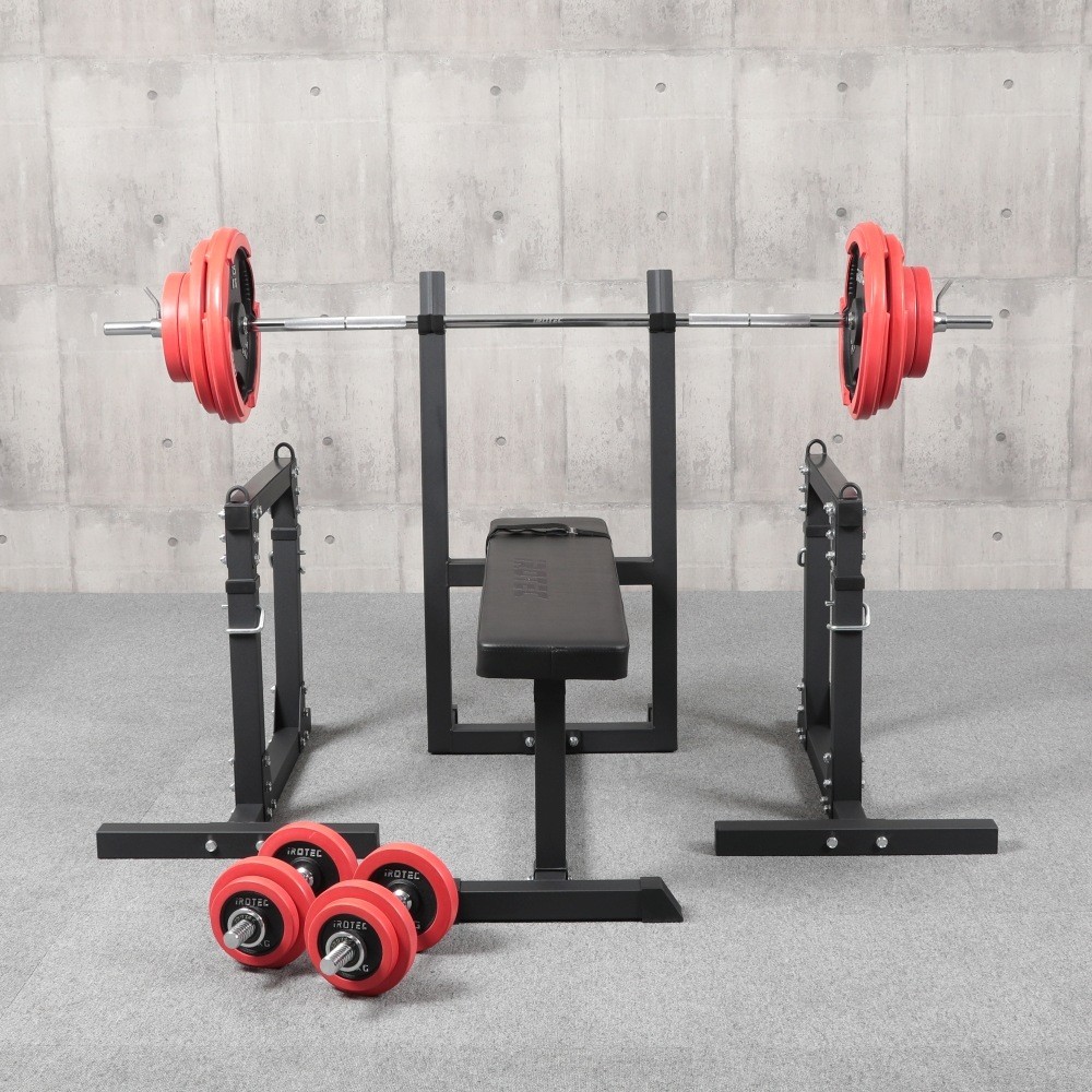 ストレングスセットブラック100K プレスベンチ + ラバーバーベル