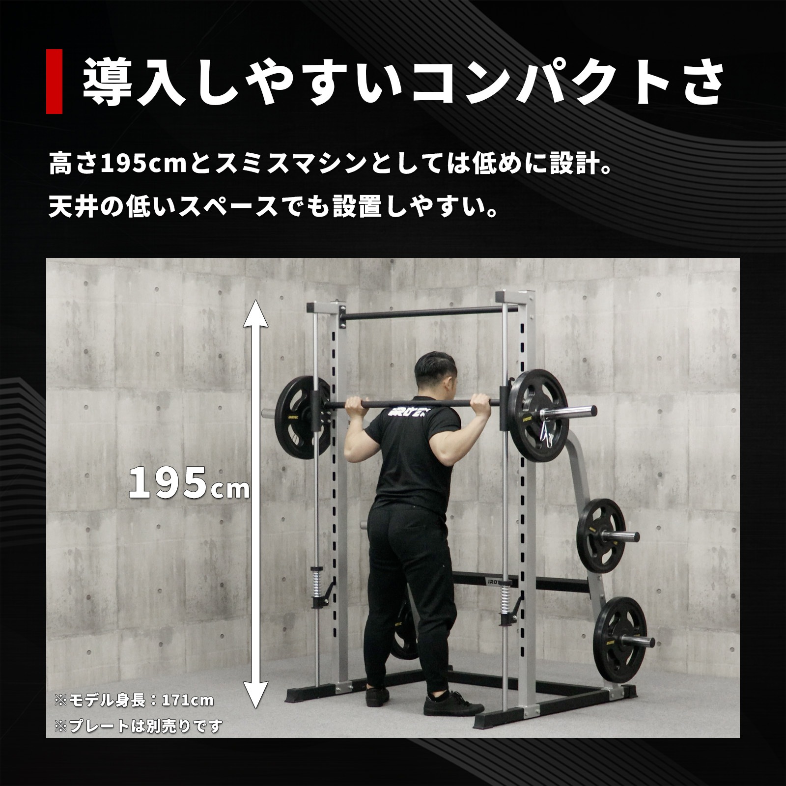 パワースミスマシン【プレートは穴径29mm/51mm両方使用可能】【スミスバー重量約16KG】/IROTEC（アイロテック）-4