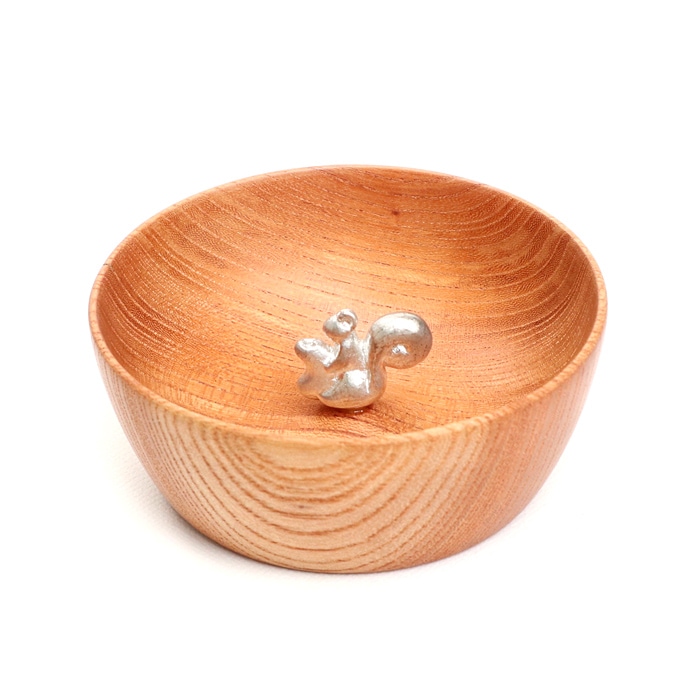 SHIROKANのボウル<br />りすのナッツプール<br>錫／ケヤキ