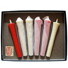 七尾　高澤商店　和ろうそく　イカリ型朱白5号6本セット