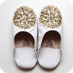 モロッコ製 スパークリングデラックスバブーシュ  ホワイト