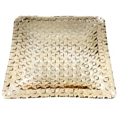 スガハラ　ガラスのプレート grid plate 23cm深皿 タン