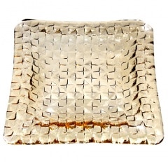 スガハラ　ガラスのプレート grid plate 17cm深皿 タン