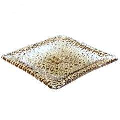 スガハラ　ガラスのプレート grid plate 26cm深皿 タン