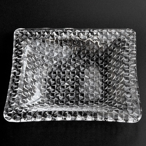 スガハラ　ガラスのプレート grid plate 26cm深皿 クリア