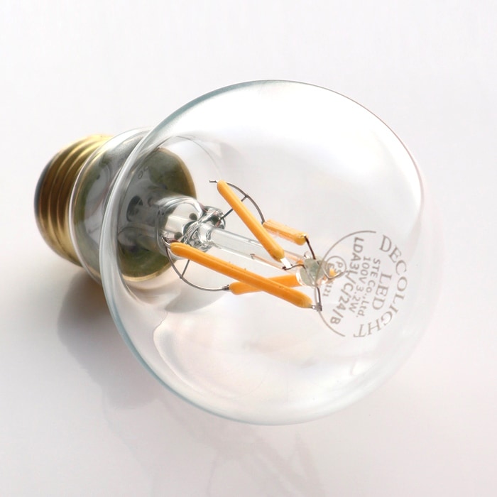 LED電球 デコフィラメントバルブ電球G45 E17 3W(一般電球40W相当) 赤系電球色 口金E17