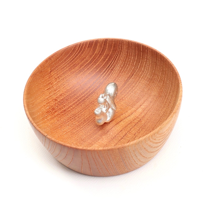 SHIROKANのボウル<br />りすのナッツプール<br>錫/ケヤキ