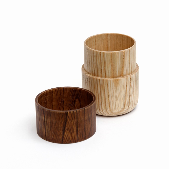 Sojitutu S　濃茶　茶筒小　栓（縦木取り）ウレタン塗装φ62×h68