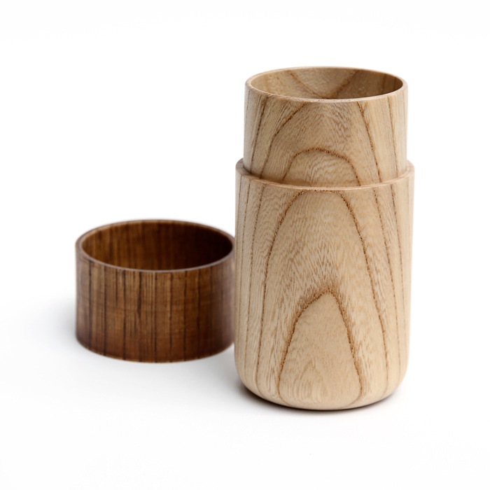 Sojitutu M　濃茶　茶筒中　栓（縦木取り）ウレタン塗装φ62×h105