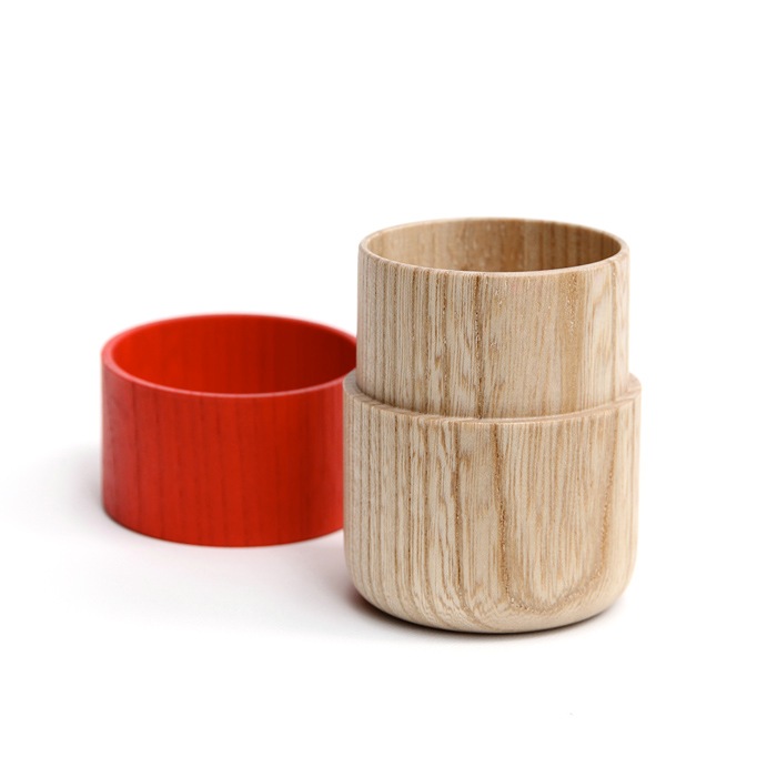Sojitutu S　赤　茶筒小　栓（縦木取り）ウレタン塗装φ62×h68