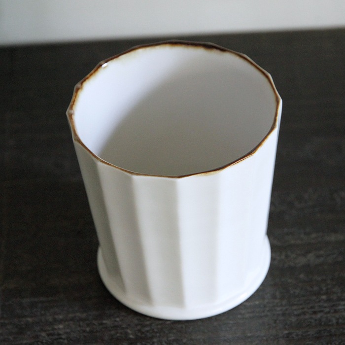 有田焼JICON磁今面取りロックカップ　渕錆大治将典デザインφ85×h85