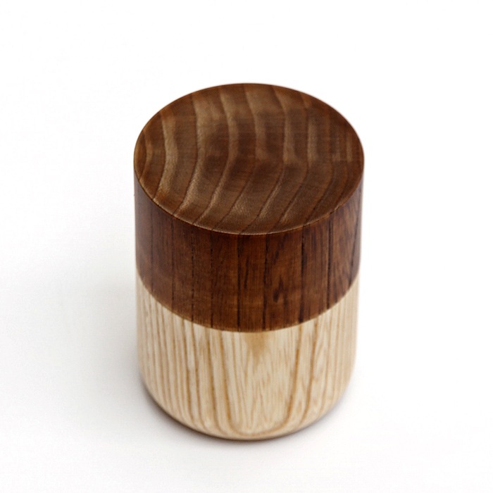 Sojitutu S　濃茶　茶筒小　栓（縦木取り）ウレタン塗装φ62×h68