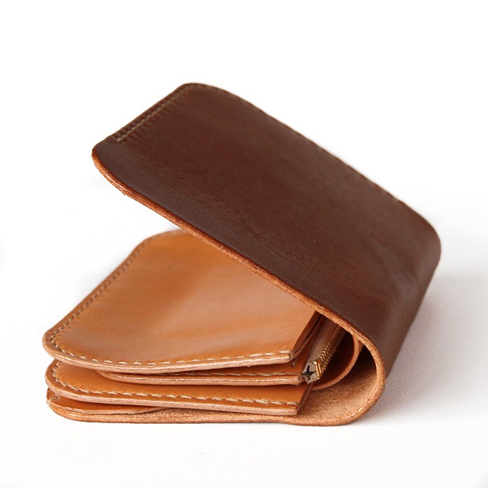 RHYTHMOS Flap S 折財布 ブラウンxナチュラル