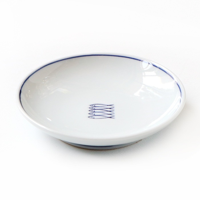 東屋の小皿<br />藍九谷プチ印手　アンチョビ