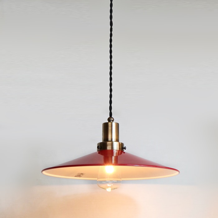 GLF x surou 後藤照明バイスロウ<br />ネジリコードアルミP1L CP型アンティークランプ球60W　85cmコード　ダークレッド　<br />