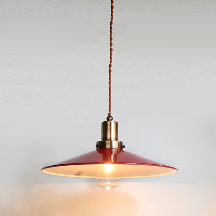 GLF x surou 後藤照明バイスロウ<br />ネジリコードアルミP1L CP型アンティークランプ球60W　85cmコード　ダークレッド　<br />