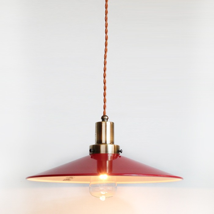 GLF x surou 後藤照明バイスロウ<br />ネジリコードアルミP1L CP型アンティークランプ球60W　85cmコード　ダークレッド　<br />