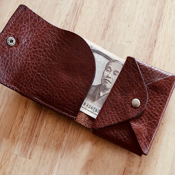 三つ折り財布　RakuOka kumi wallet　ブラウン