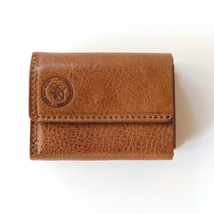 三つ折り財布 RakuOka kumi wallet キャメル