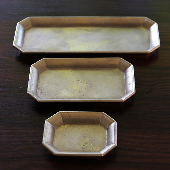 真鍮の生活用品真鍮・鋳肌の文具トレイ 中